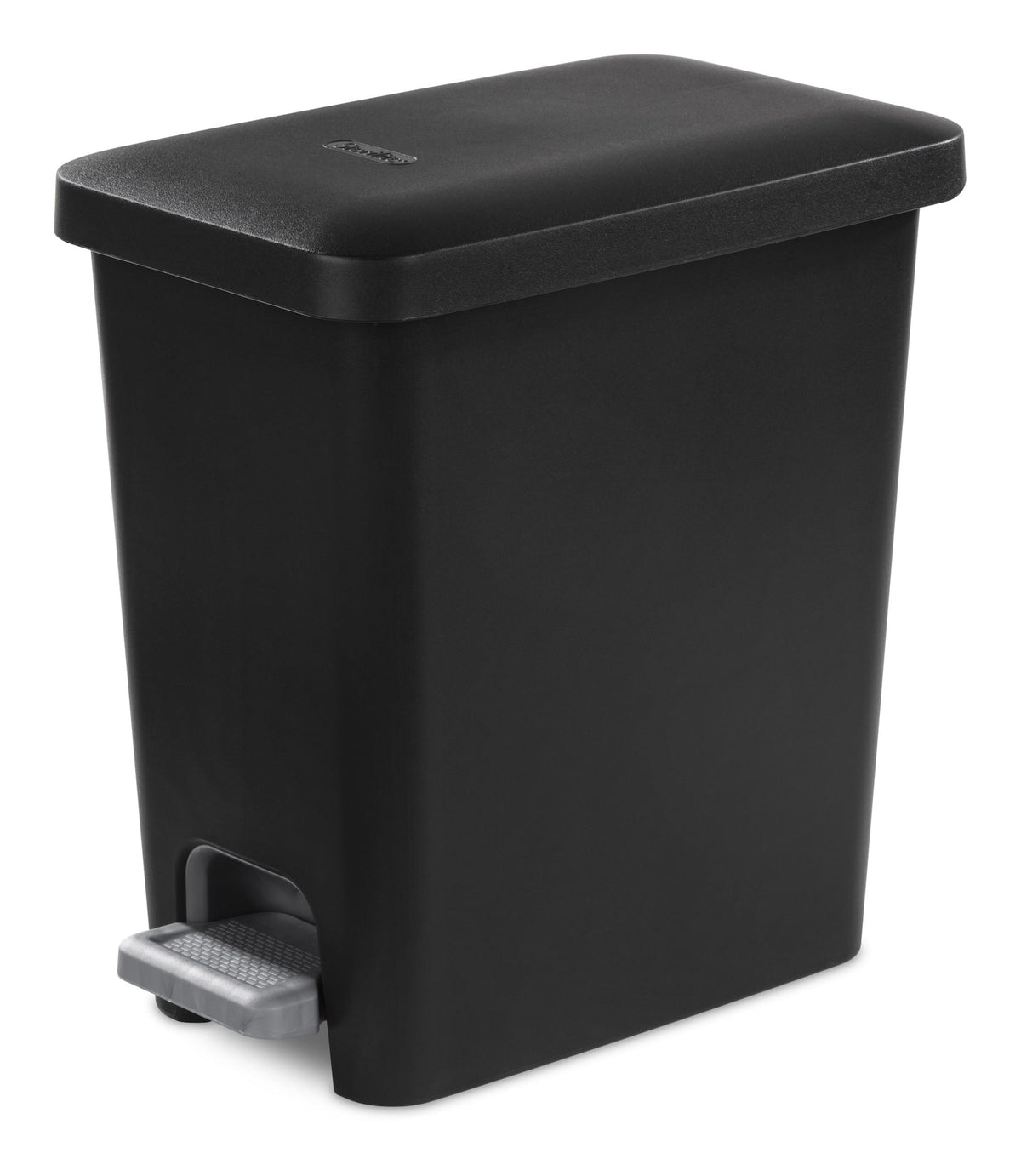 Ultra Plastic Rectangular Step Garbage Can, Black, 10.2-L