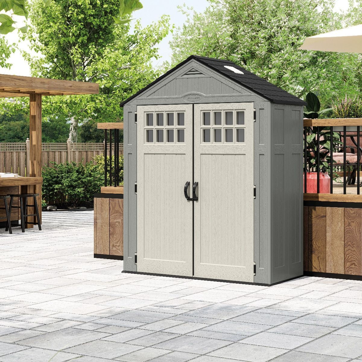 Everett 6x3-ft Dove Grey All-Weather Storage Shed