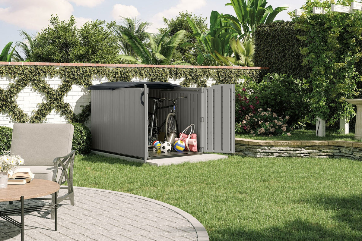 Glidetop 98-cu-ft Dove Grey Horizontal Shed