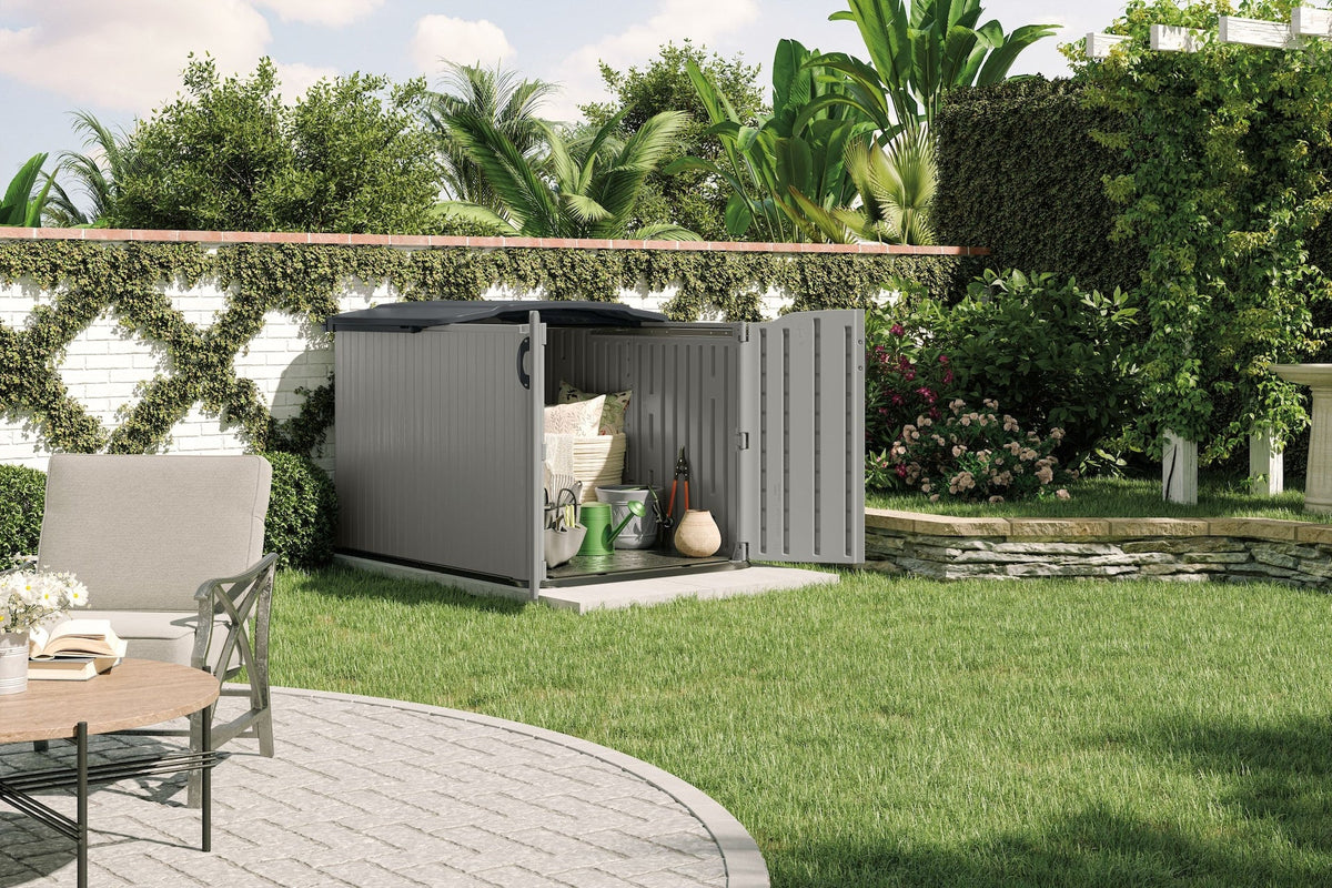 Glidetop 98-cu-ft Dove Grey Horizontal Shed