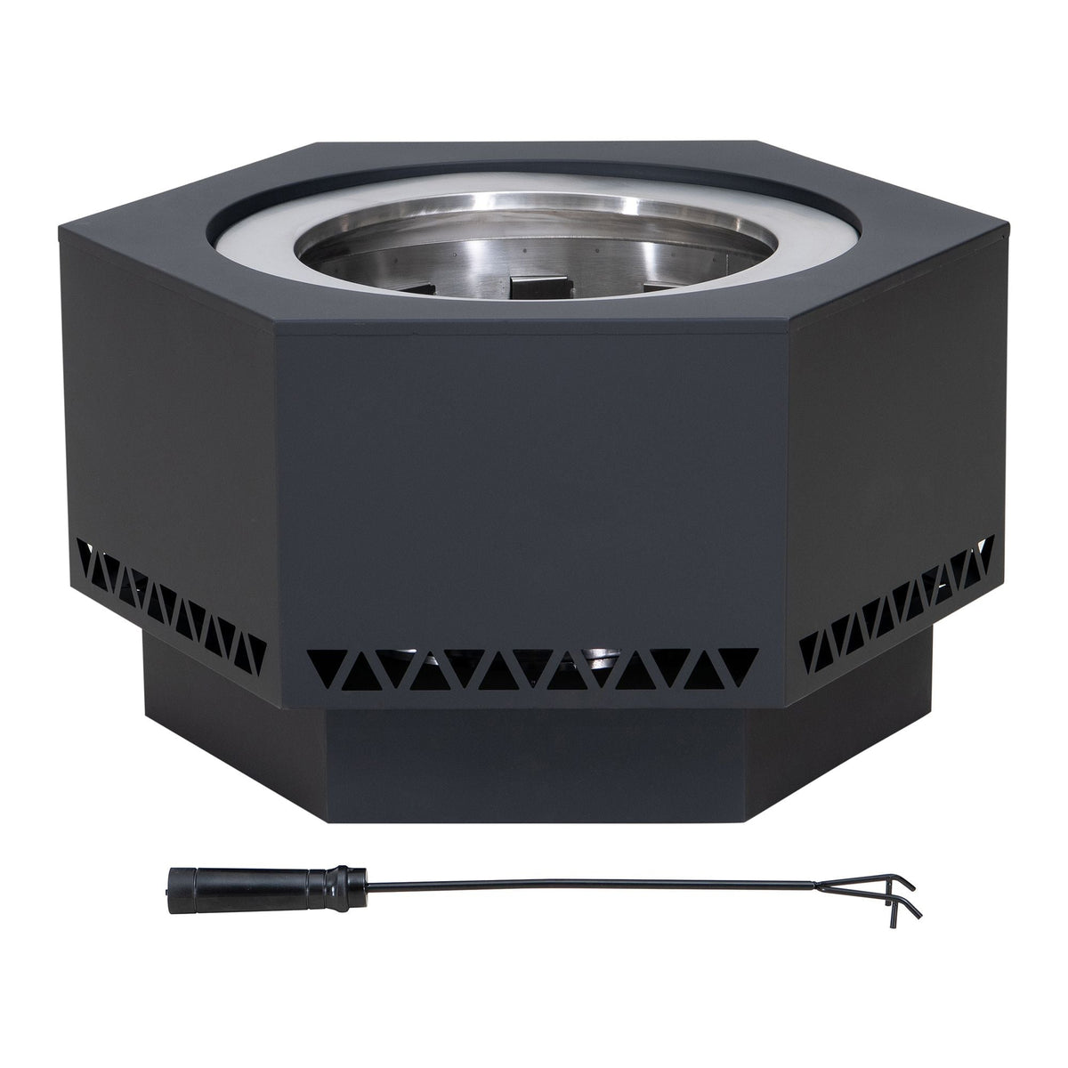 Hexagonal Low Smoke Stainless Steel Fire Pit, 26-in