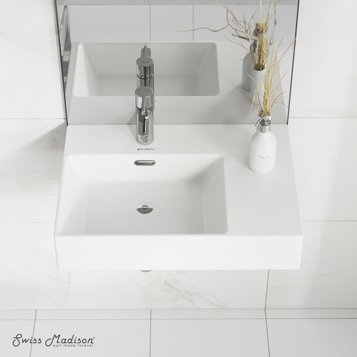St. Tropez Ceramic Wall Hung Sink with Left Side Faucet Mount, 24-in x 18-in