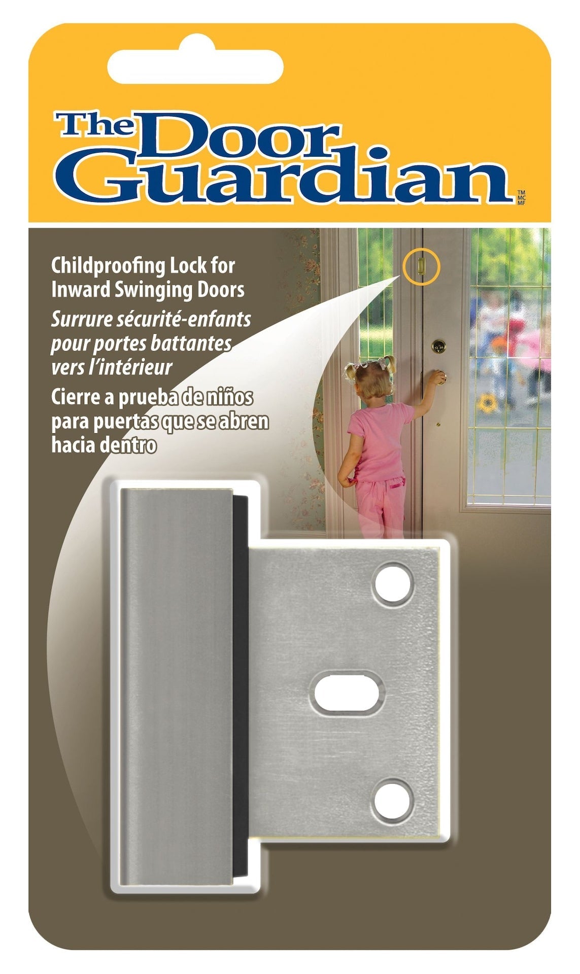 Child Proof Lock for Inwards Swinging Door, Satin Chrome