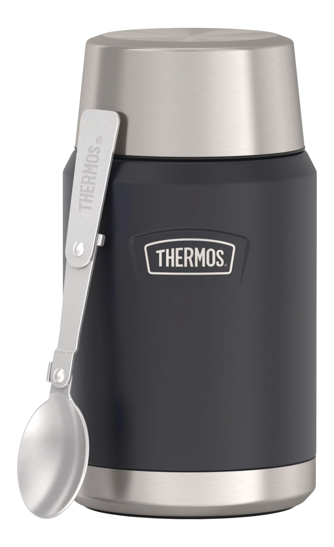 Stainless Steel Vacuum Insulated Food Jar, 24-oz (710-mL), Black/Blue, with Spoon