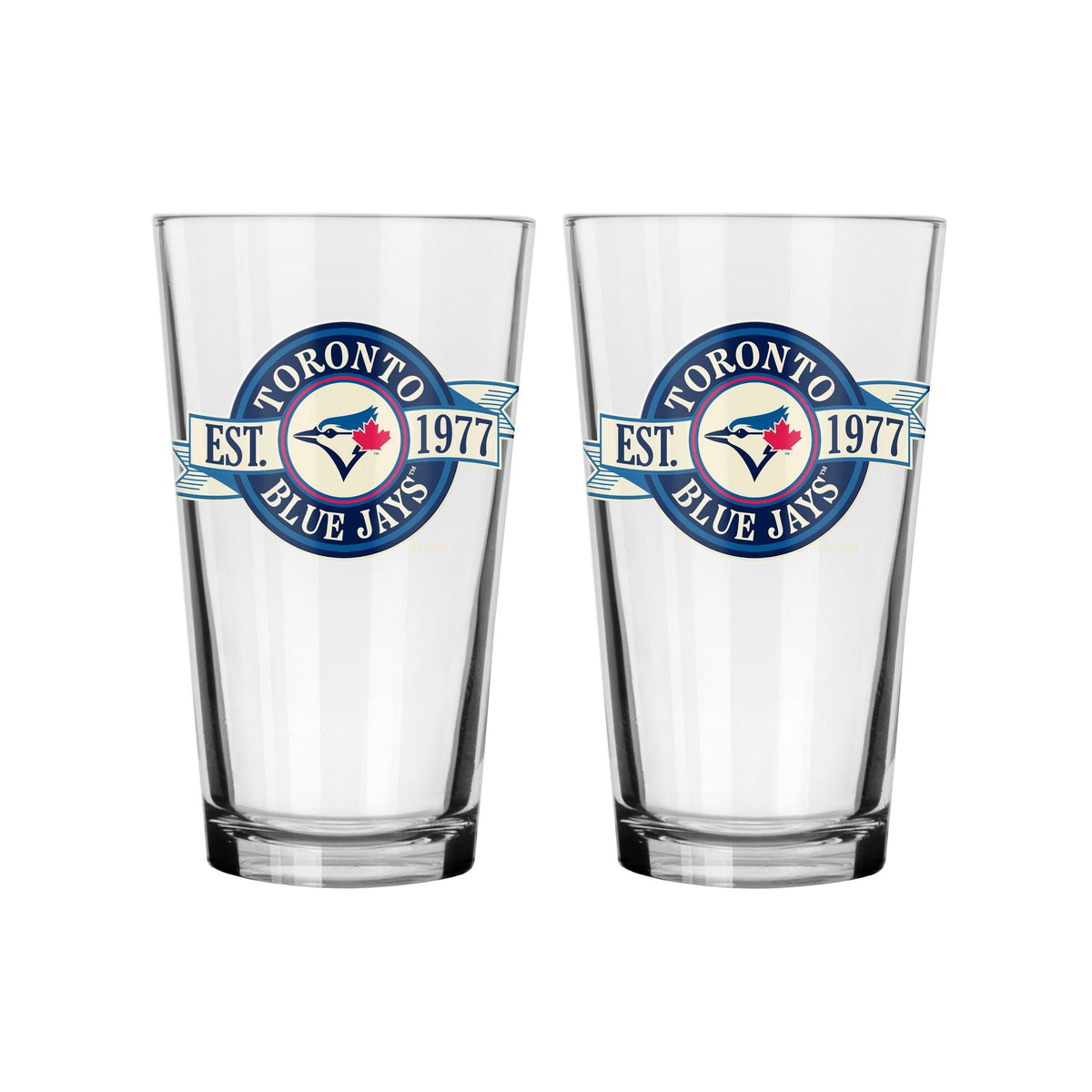 Pint Drinking Glass Set For Baseball Fans/Collectors, 16-oz, 2-pk