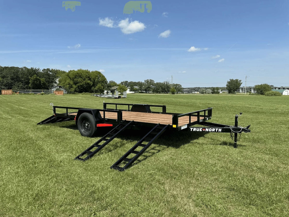83-in x 14-ft Utility Trailer With Gate & Side ATV Ramps, Black