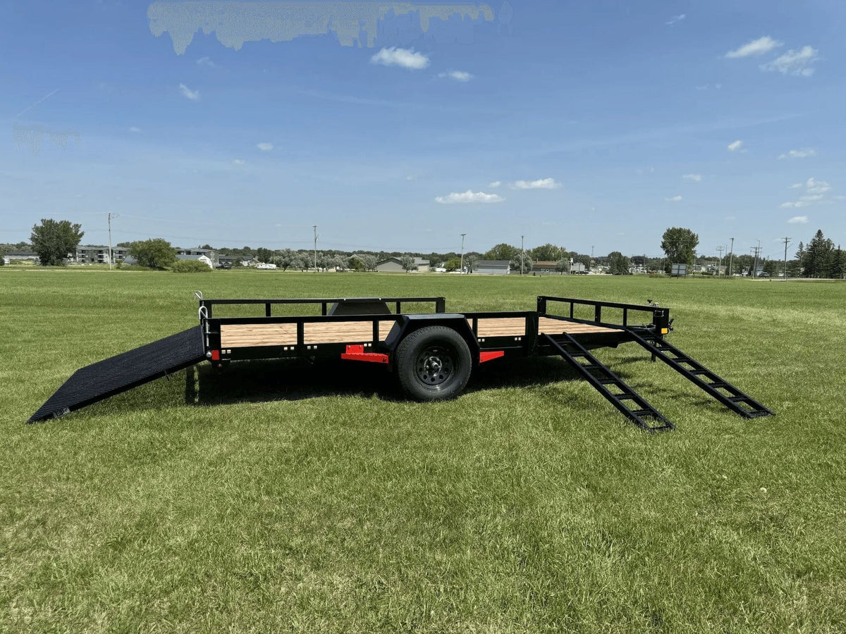 83-in x 14-ft Utility Trailer With Gate & Side ATV Ramps, Black