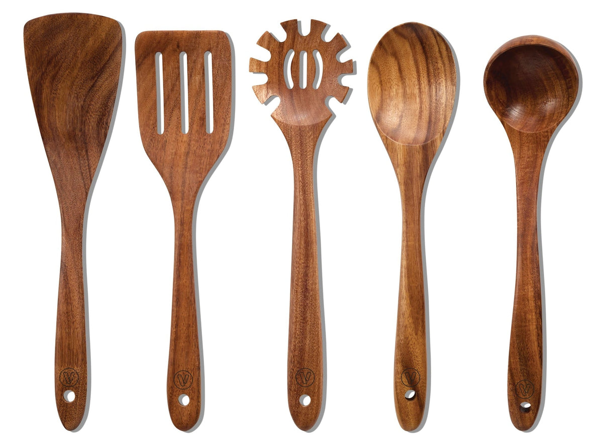Solid Acacia Wood Utensil Set, 5-pc