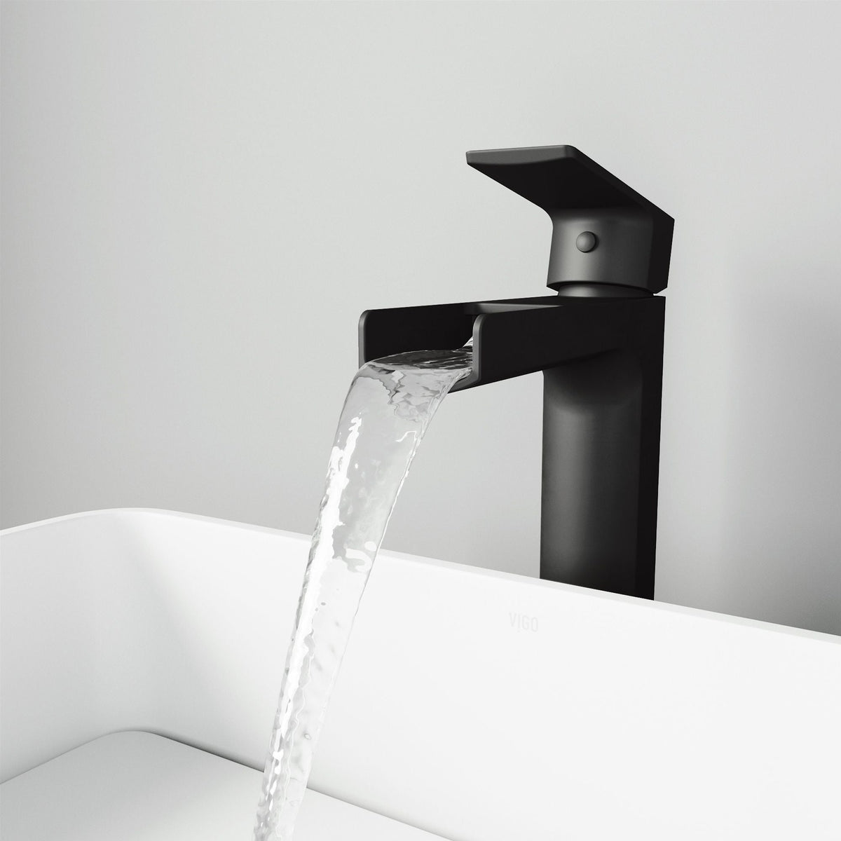 Amada Single Handle Vessel Sink Bathroom Faucet, Matte Black