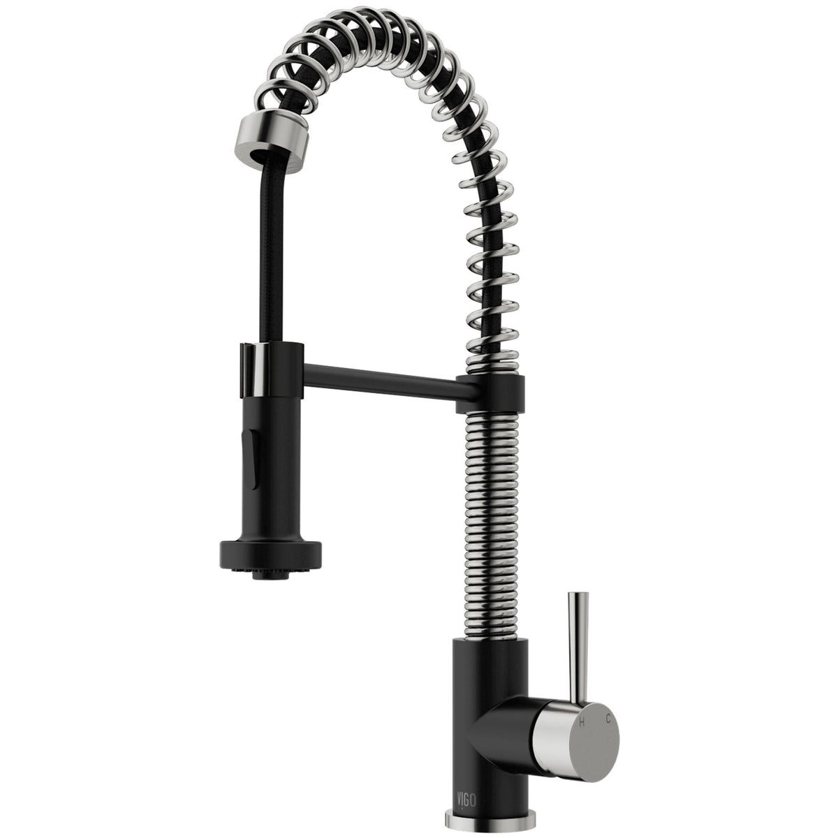 Edison Single Handle Pull Down Kitchen Faucet, Stainless Steel/Matte Black