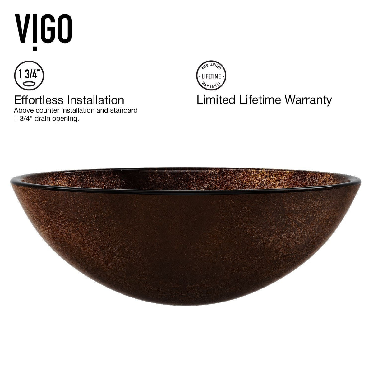 Glass Russet Brown Bathroom Sink/Basin Set with Linus Faucet and Round Vessel