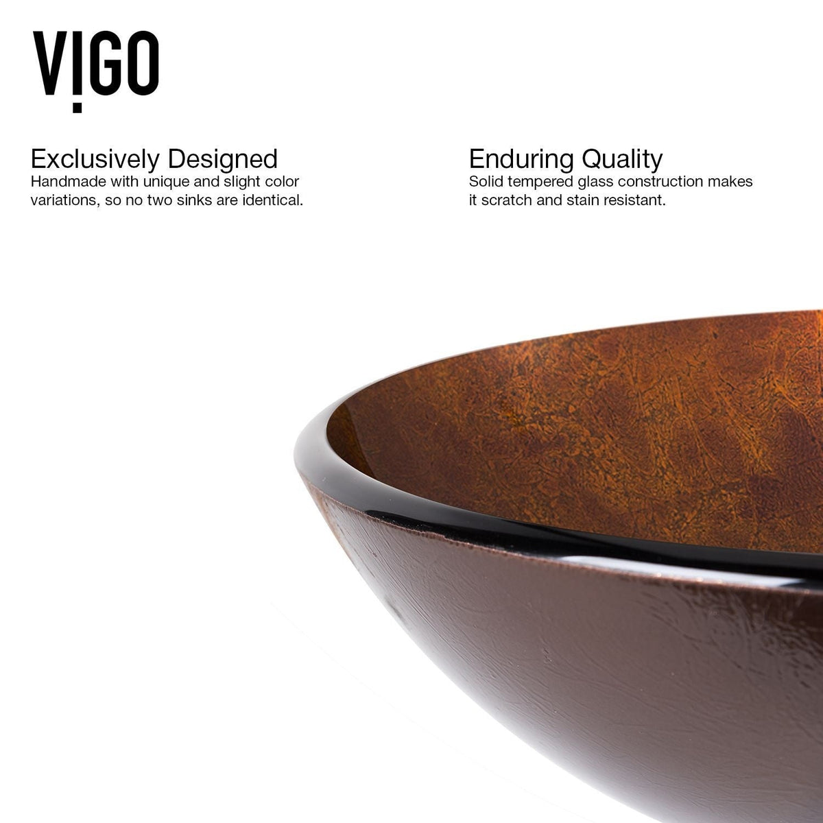 Glass Russet Brown Bathroom Sink/Basin Set with Niko Faucet and Round Vessel