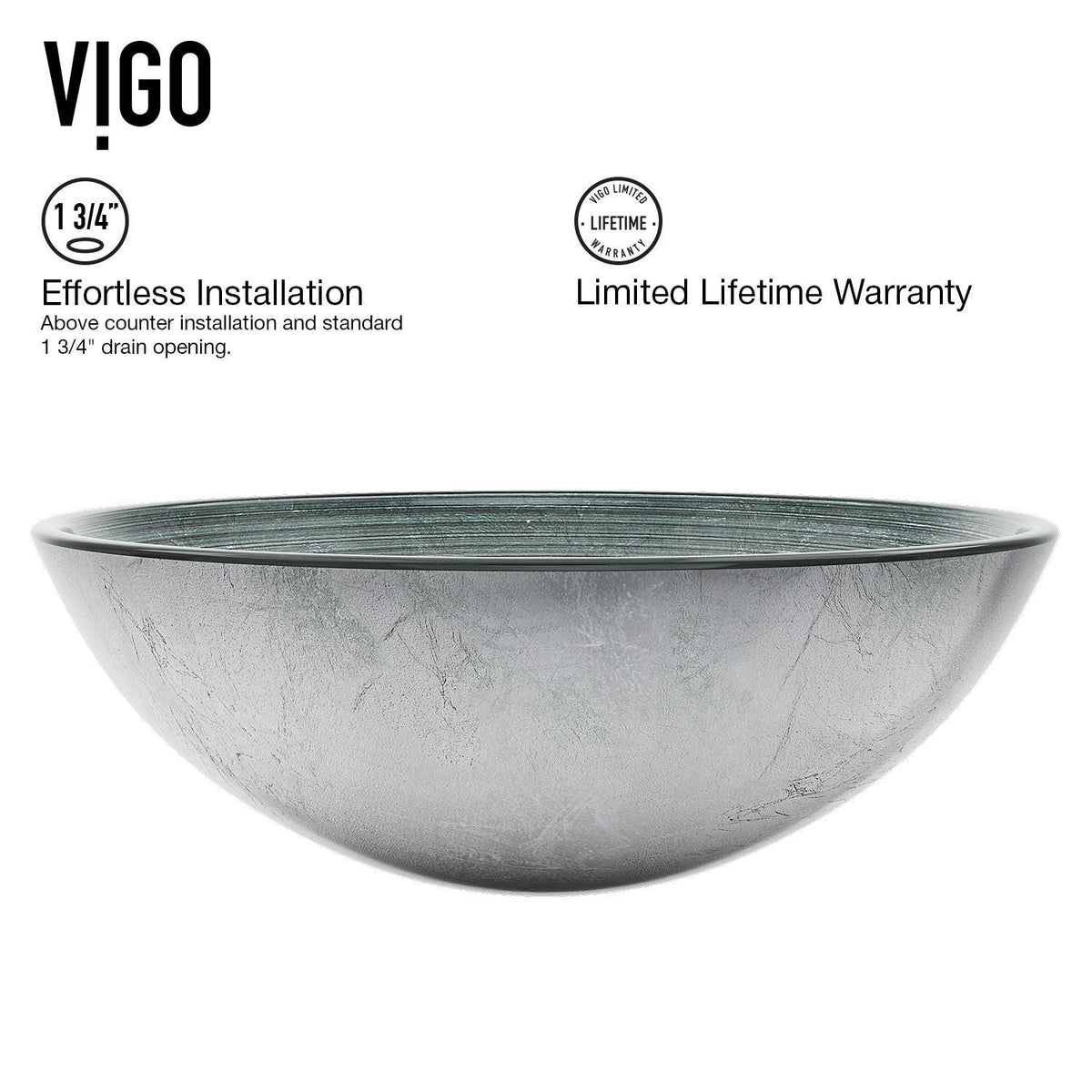 Glass Simply Silver Bathroom Sink/Basin Set with Duris Faucet and Round Vessel