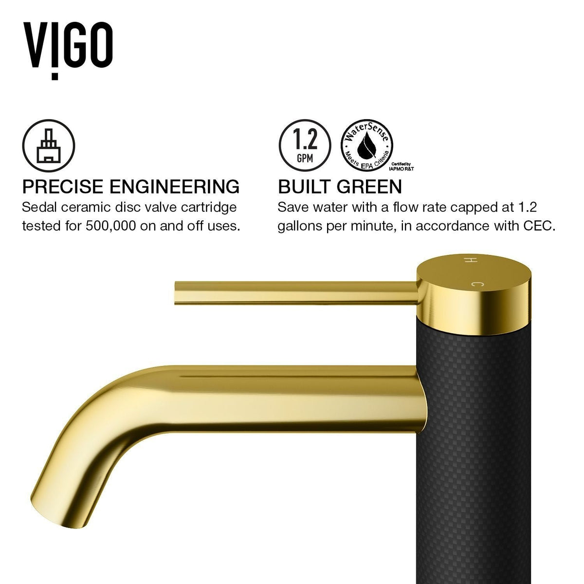 Lexington 8-in Gold/Carbon Fiber Vessel Bathroom Faucet