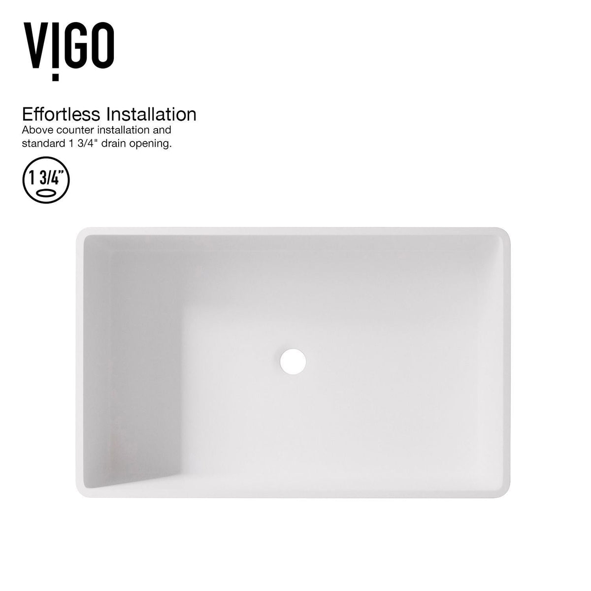 Magnolia White Bathroom Sink/Basin Set with Amada Faucet and Rectangular Composite Vessel