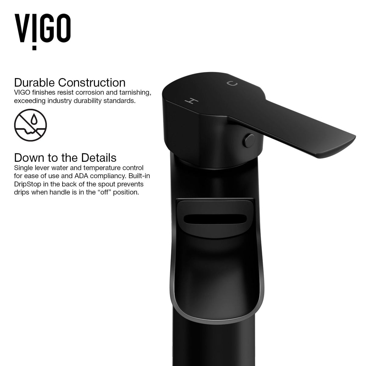 Niko Single Handle Single Hole Bathroom Sink Faucet, Matte Black