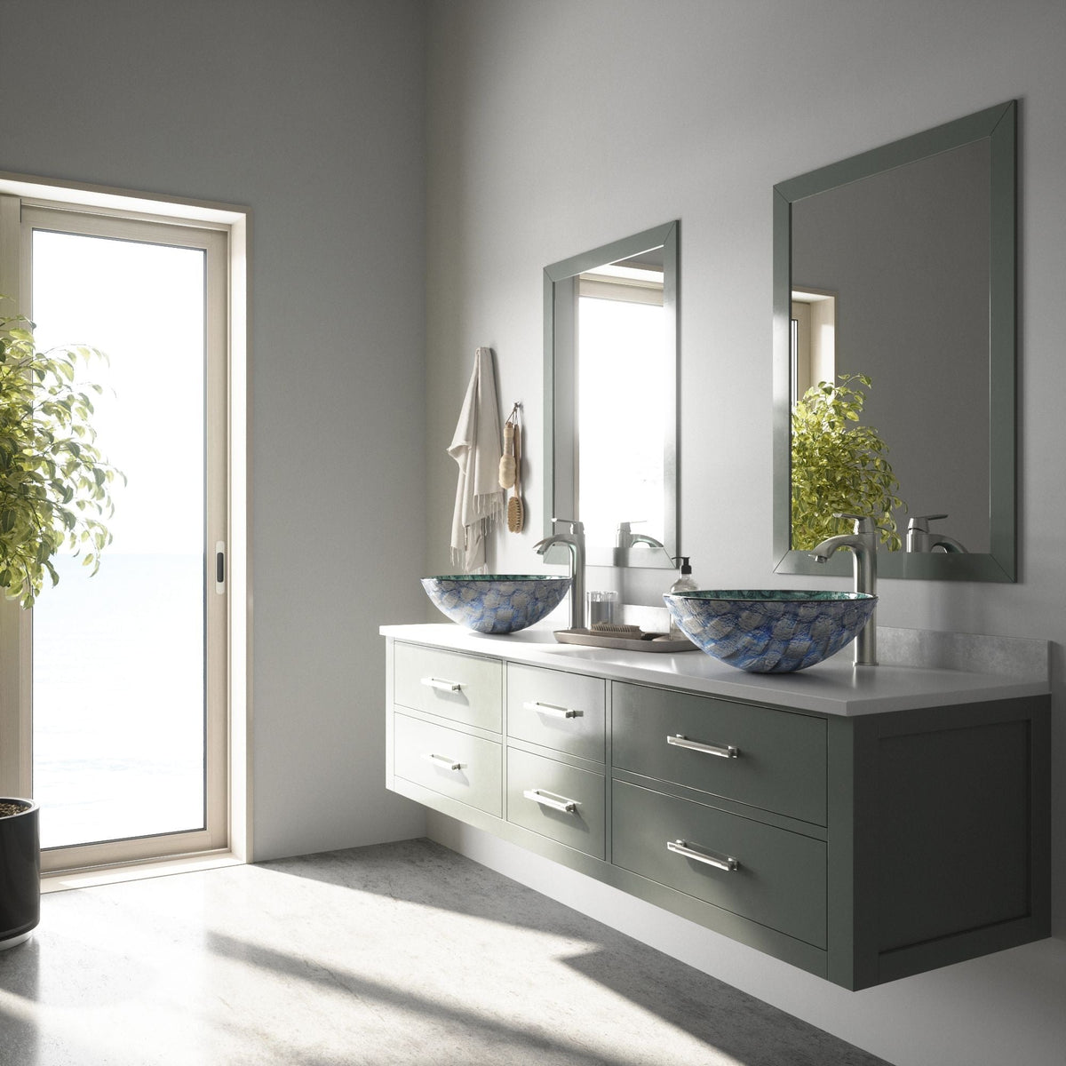 Round Glass Vessel Bathroom Sink/Basin with Scratch-Resistant Surface, Oceania
