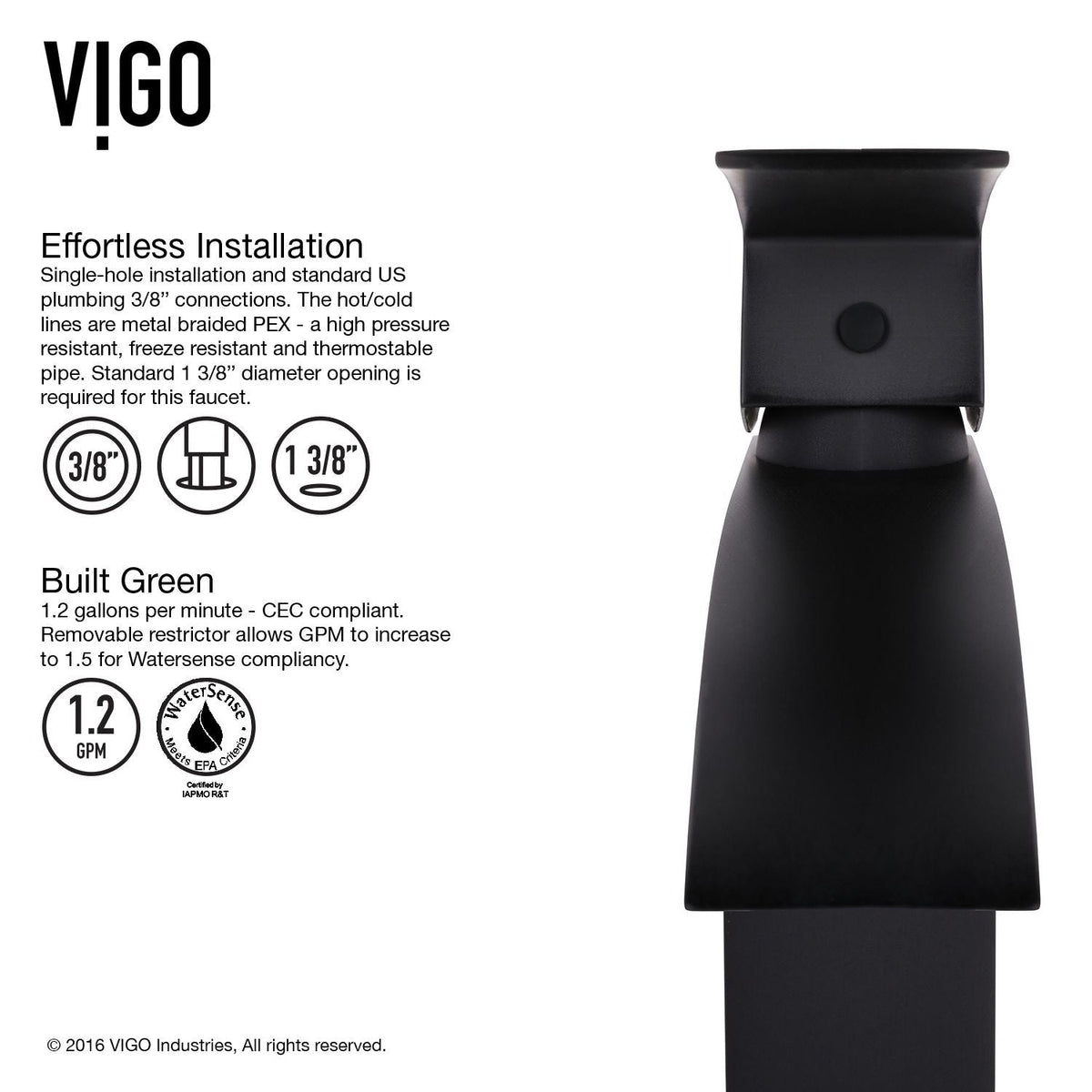 Satro Single Handle Single Hole Bathroom Sink Faucet, WaterSense Certified, Matte Black
