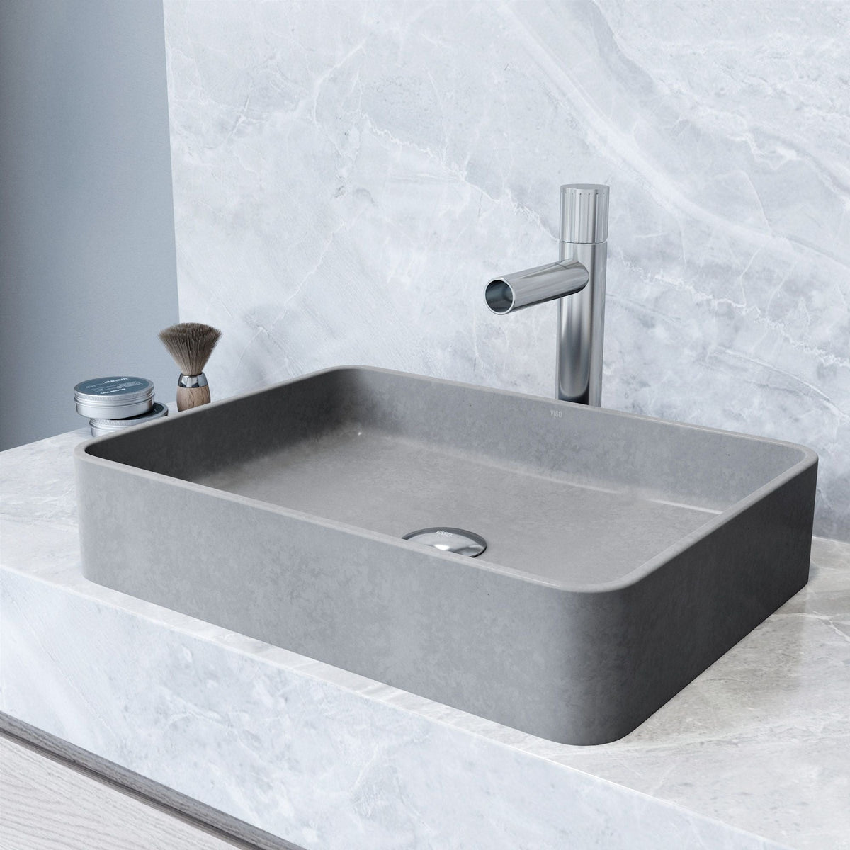 Tarragona Gothic 19x14-in Deep Grey Bathroom Sink/Basin with Rectangular Vessel