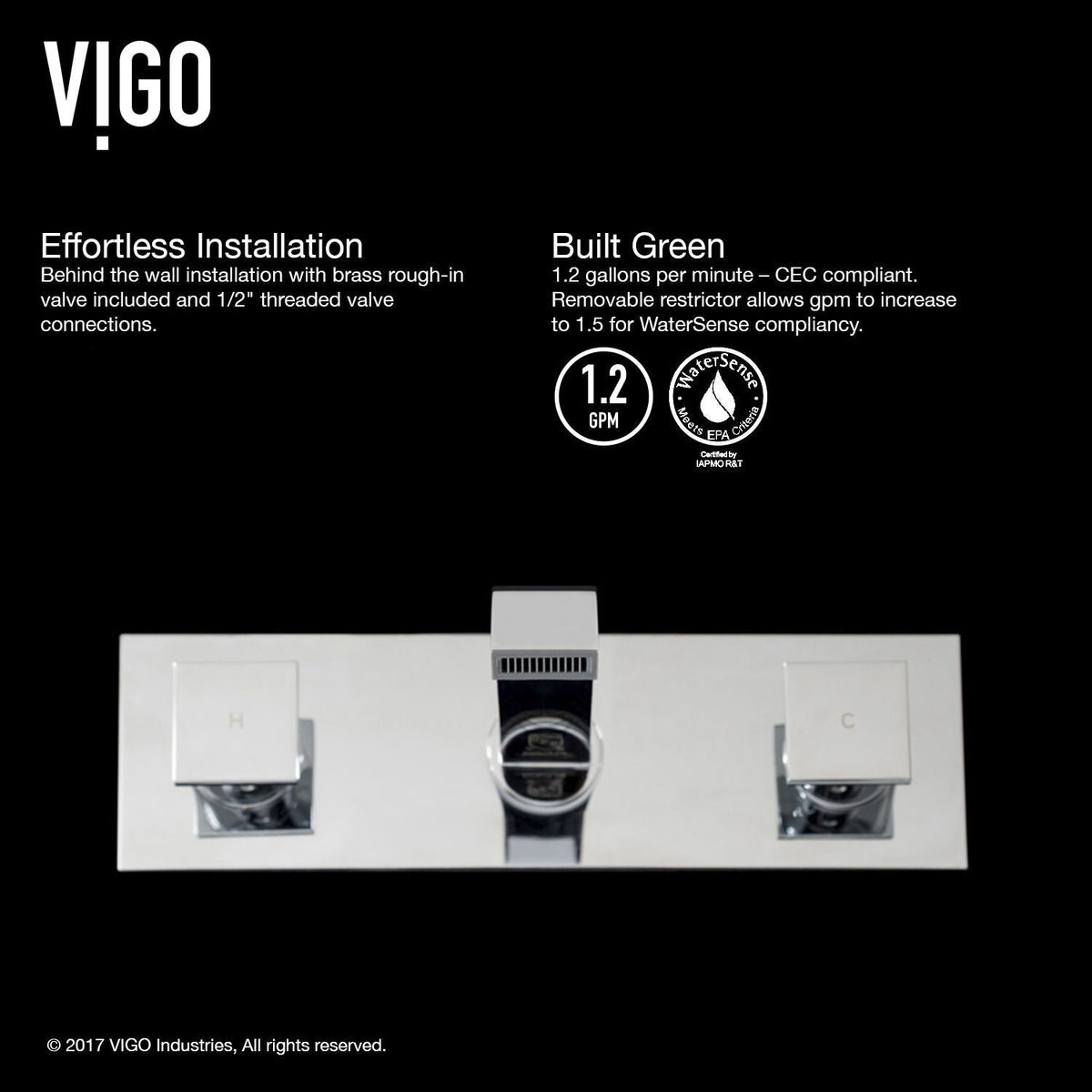 Titus Wall Mount Dual Handle Bathroom Sink Faucet, Eco-Friendly 1.2 GPM Flow Rate, Chrome