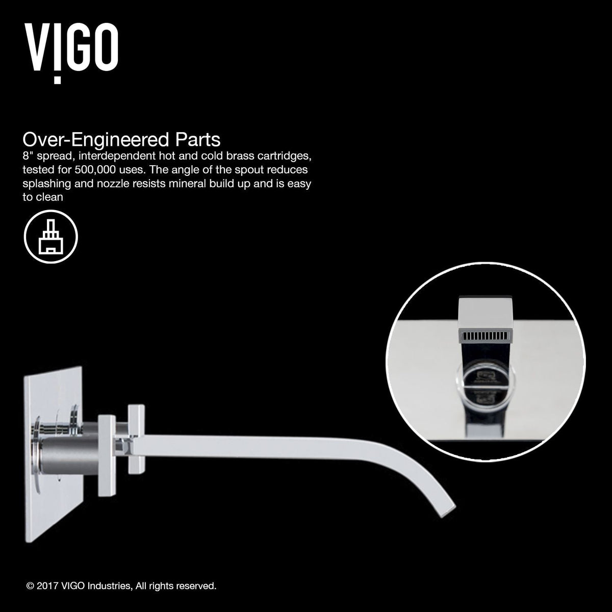 Titus Wall Mount Dual Handle Bathroom Sink Faucet, Eco-Friendly 1.2 GPM Flow Rate, Chrome