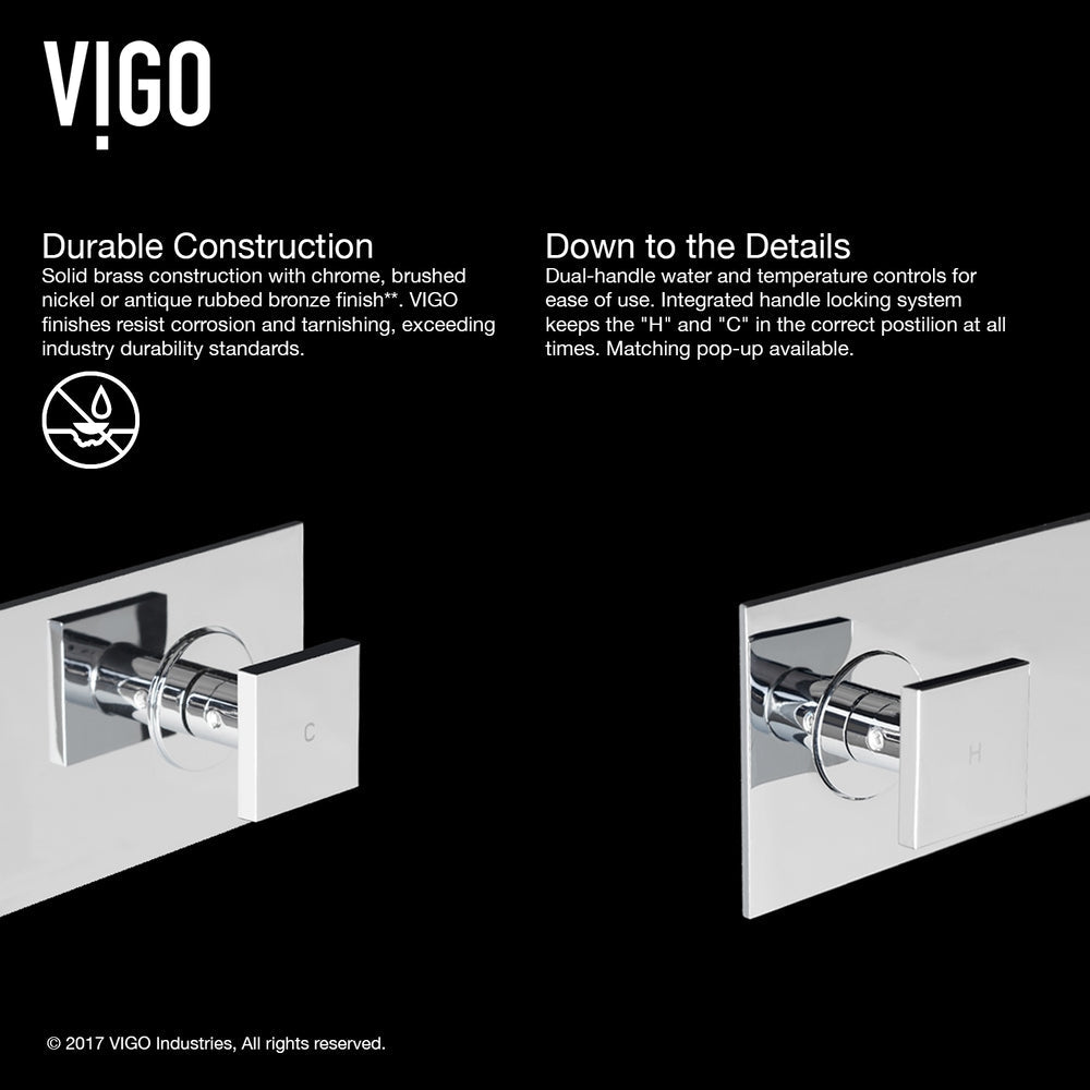 Titus Wall Mount Dual Handle Bathroom Sink Faucet, Eco-Friendly 1.2 GPM Flow Rate, Chrome