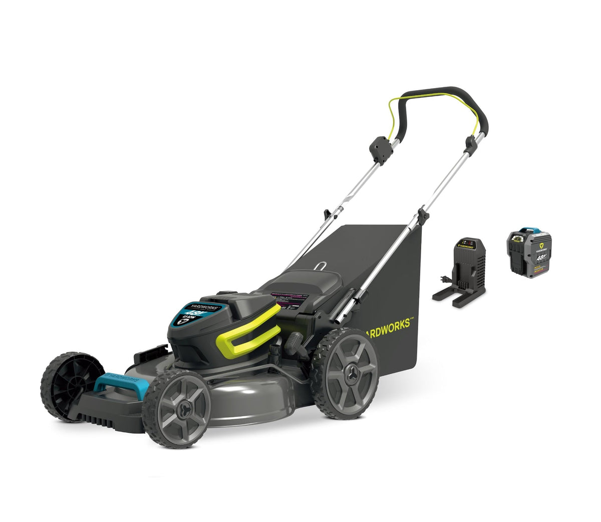 48V 3-in-1 Cordless Brushless Push Lawn Mower, 20-in with 5Ah Battery & Charger