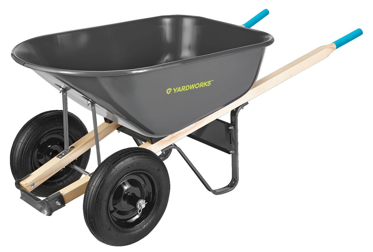 Steel Tray 2-Wheel Garden Wheelbarrow, 6-cu-ft
