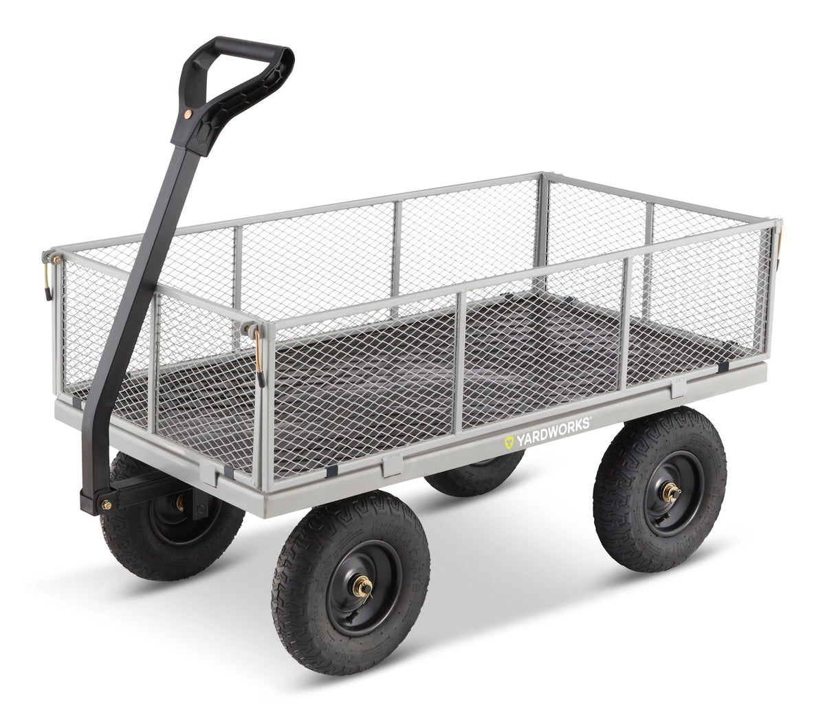 Steel Tray 4-Wheel Mesh Garden/Yard Cart with Removable Sides, 1200-lb
