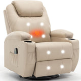 Recliner Chair, Rocking Chair with Massage and Heat, 360° Swivel Recliner Chairs for Adults, Rocker Manual Recliner with Remote Control and Cup Holder Room, Bedroom, Nursery