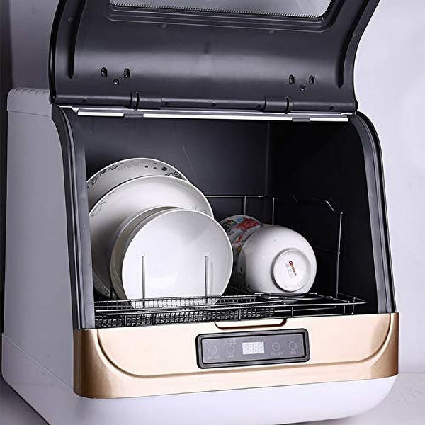 Countertop Dishwasher Kitchen Mini Portable Dish Bowl Washer Tabletop Automatic Dishwasher Deep Cleaning for Home, Apartment, RV (White Black) U19