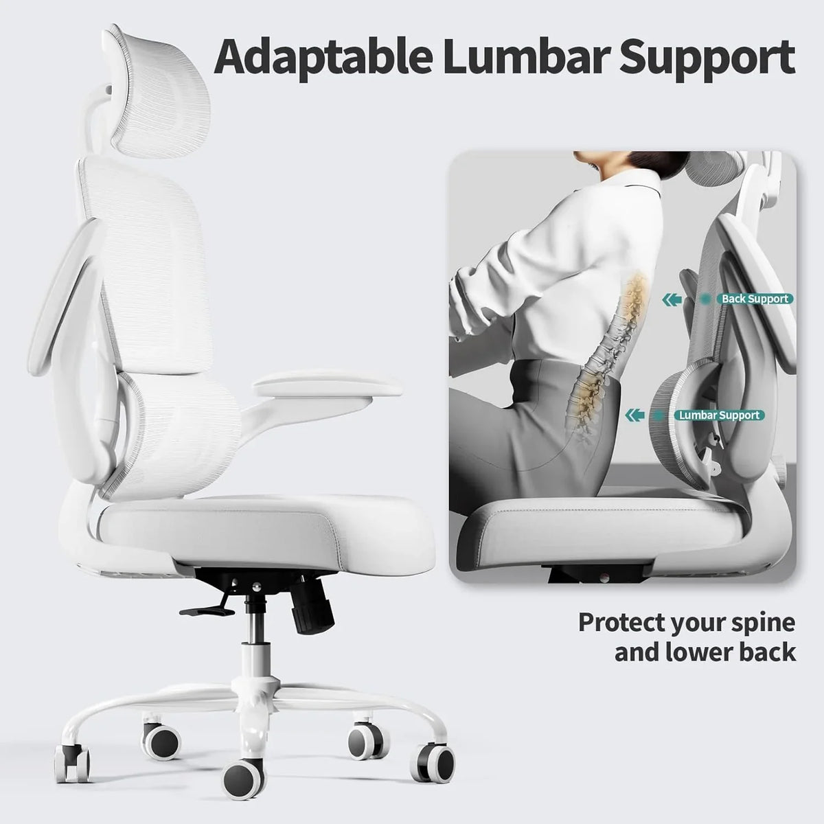 Office Chair Ergonomic Desk Chair, 330 LBS Home Mesh Office Desk Chairs with Wheels, Comfortable Gaming Chair, High Back Office Chair for Long Hours, Office Chair for Study and Work (Grey)