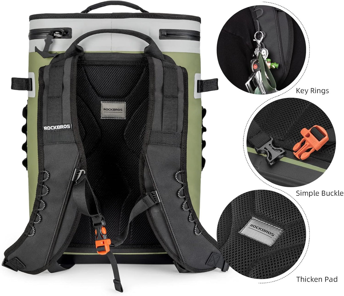 Backpack cooler, leak-proof soft-edge cooling bag, waterproof and insulated backpack cooler, 36 capacity soft cooling bags, suitable for camping, fishing, parties, and picnics.