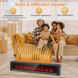 1400W Electric Baseboard Heater Convection Space Heater with Realistic 3D Flame