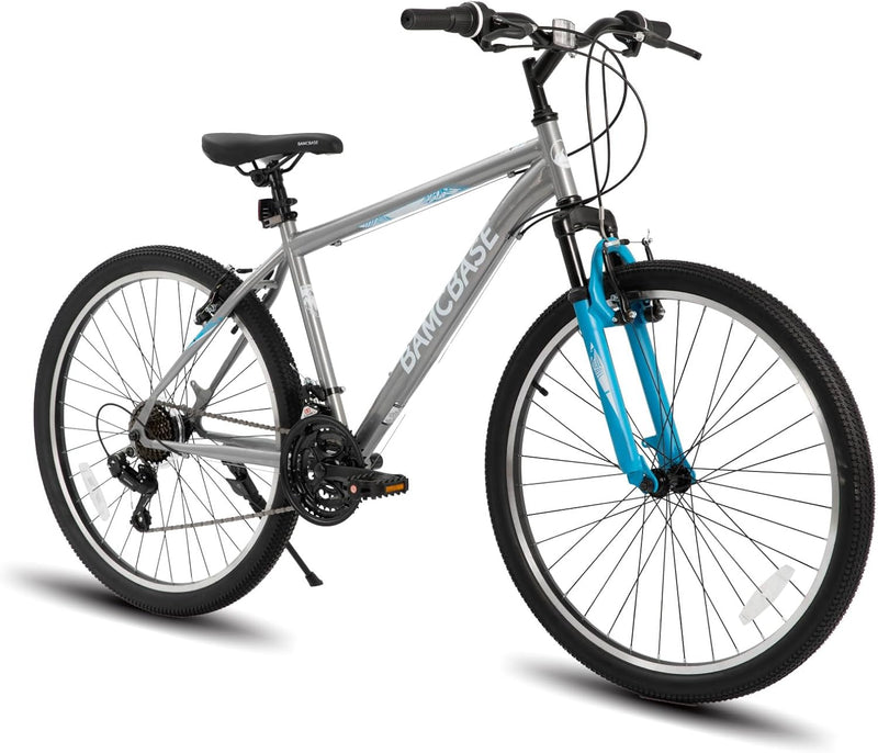 26/27.5 Inch Mountain Bike, Mens Womens MTB with 21 Speeds, High-Tensile Steel Frame, V Brake, Hardtail Bicycle for Adults M166