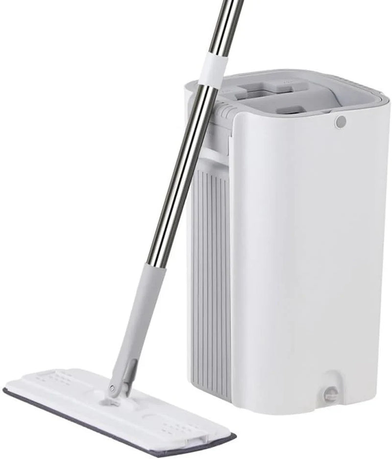 A handless flat mop set, suitable for household cleaning, with a mop bucket that can be used for both dry and wet cleaning. O6354