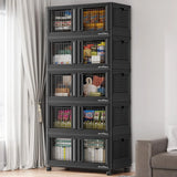600 sets of stackable storage boxes with lids and doors, 6 sets of plastic coat closets and storage drawers with wheels, large foldable storage boxes, household and office cabinets