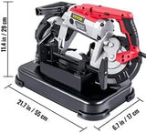 Portable Band Saw, 110V Removable Alloy Steel Base Corded Band Saw, 5 Inch Cutting Capacity Hand held Band Saw,Variable Speed Portable Bandsaw, 10Amp Motor Deep Cut Band saw for Metal Wood