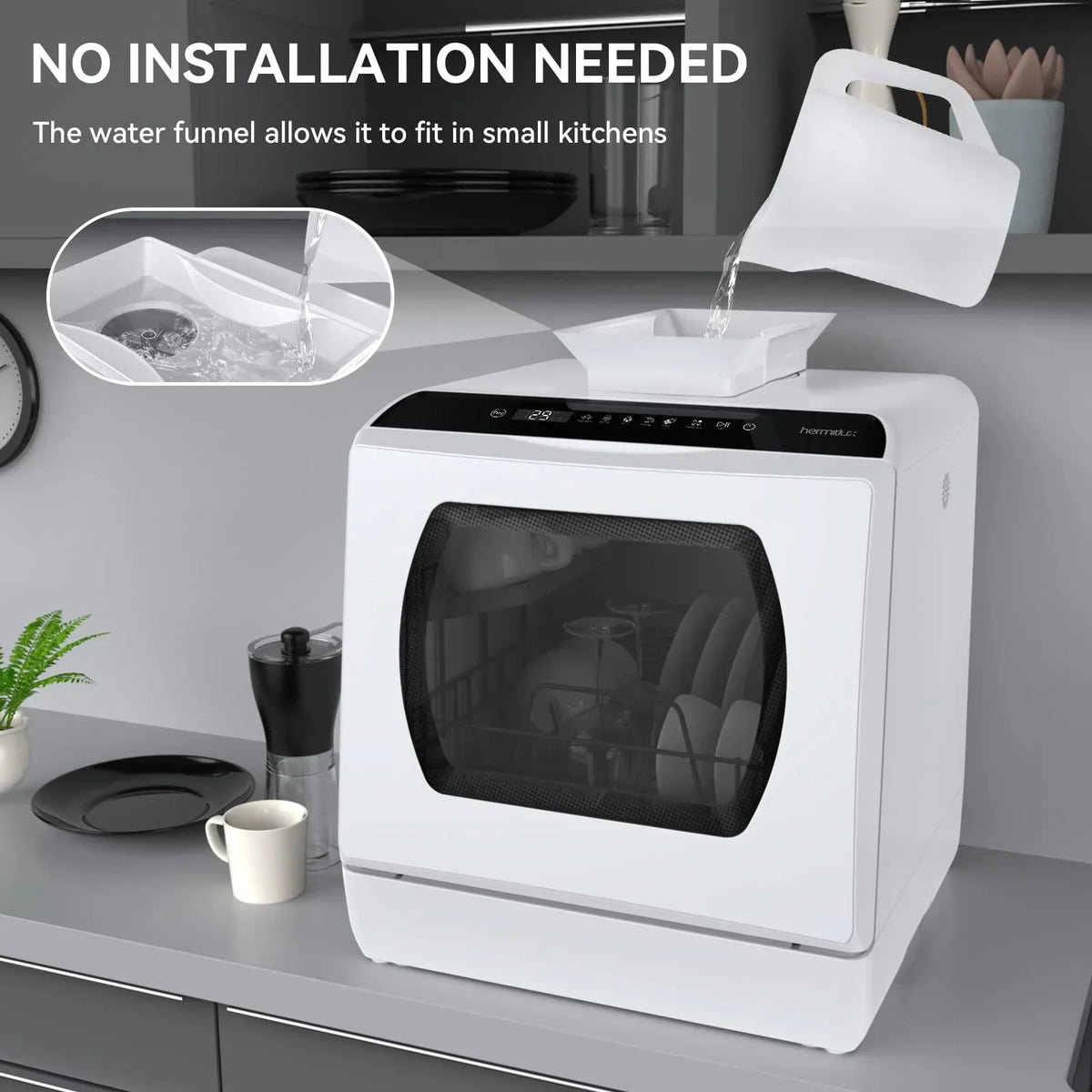 Countertop Dishwasher With 5-Liter Built-in Water Tank