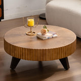 35" Contemporary Round Coffee Table, Coffee Tables Blending Traditional Decor, Solid Wood Center Table Room, Natural