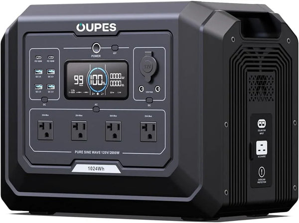 1 Portable Power Station 2000W (4500W Peak), 1024Wh LiFePO4 Battery Generator with 1400W AC Charging & 800W Solar Charging, Expandable to 5120Wh, for Home, Power Outages, Camping & RVs K2173