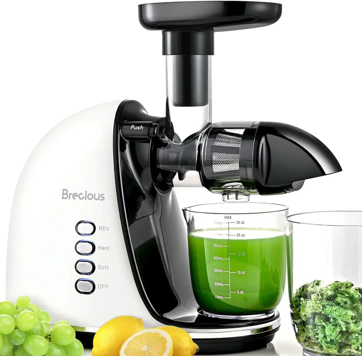 Slow Masticating Juicer,Brecious Cold Press Juicers with 2 Speed Modes & Quiet Motor,Juicers Machines Vegetable and Fruit with Reverse Function,Celery Juicer,BPA-Free,Easy to Clean (Black)