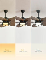 52-inch outdoor ceiling fan - tropical palm leaf fan - plug-in wall-mounted model