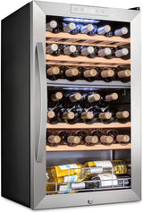 Schmecke Wine Fridge, Dual Freestanding Wine Refrigerator, 33 Bottle Wine Cooler