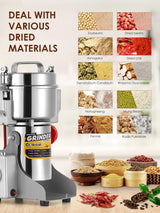 Electric Grain Grinder - Safety Enhanced Version 3600 watts - High-speed Spice and Herbal Grinder - Commercial-grade Ultra-fine Machine - Dry Grain Crusher - CE 110V (2500 grams swing type)
