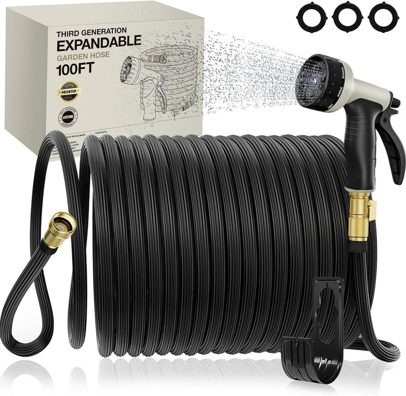 Expandable Garden Hose 100ft - New Patented Water Hose with 40 Layers of Innovative Nano Rubber B2896