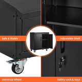 Garage Storage Cabinet with Wheels, 2 Door Tool Cabinet with Adjustable Shelves, Metal Lockable Tool Cabinet, Rolling Tool Chest for Home, 34 H x 30.3 L x 18 W, Assembly Required