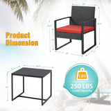 3 Pieces Patio Set Outdoor Wicker Furniture Sets Modern Rattan Chair Conversation Sets with Coffee Table for Yard and Bistro (Black)