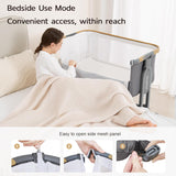 Maydolly Baby Bassinet Bedside Crib, 3-in-1 Baby Bassinet Bedside Bed with Mattress and Soft, Breathable Sheet, 7-Height Adjustable, Stable and Reliable Crib for Nursery