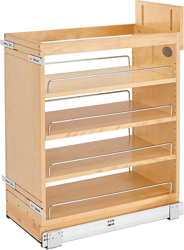 Retractable storage rack, suitable for kitchen/bathroom cabinets, equipped with soft-closing fully telescopic rails and adjustable shelves N3297